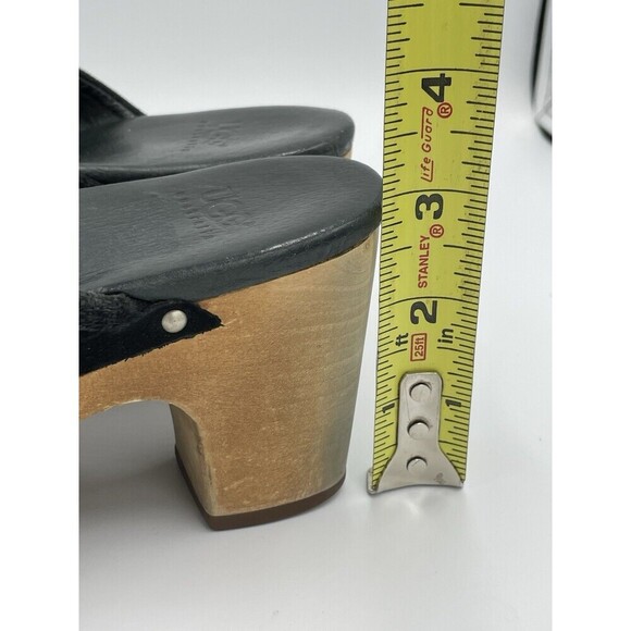 UGG Abbie Winter Clogs Womens Size 7 Black Suede Wooden Platform Slip on Hippie - Picture 7 of 9